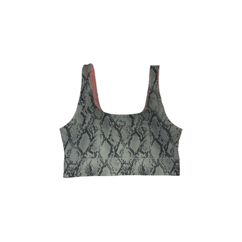 NWT Fabletics Reversible Sports Bra with Pink and Green Snake Print - Large